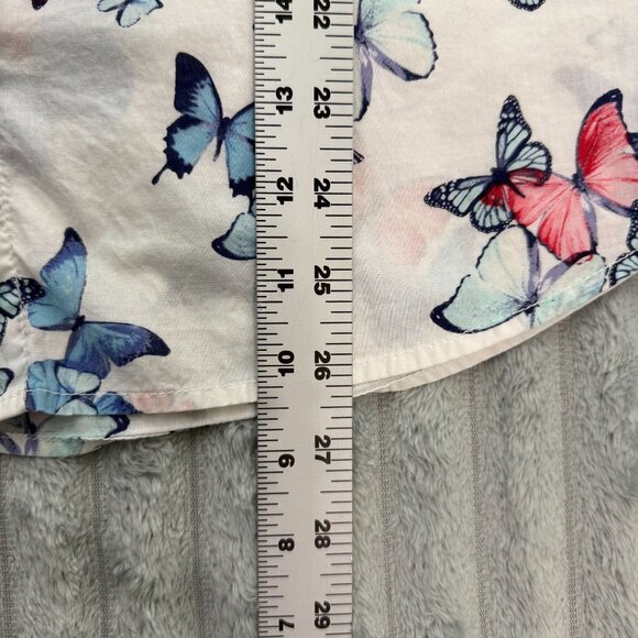 St. Johns Bay Butterfly Print Womens XL Sleeveless Summer Button-Up Cotton Top - Picture 5 of 8